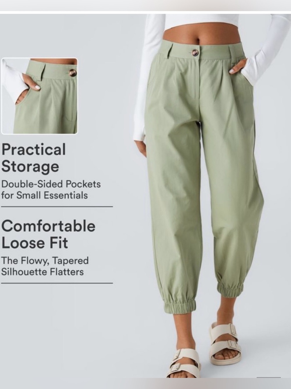 NWT HALARA Mid- rise casual Joggers laurel green